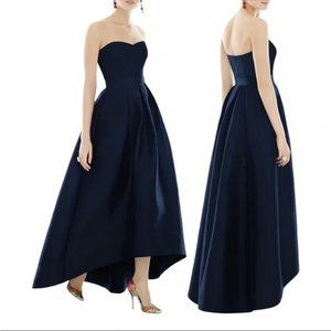 Alfred Sung Midnight Blue Strapless High/Low Ballgown
